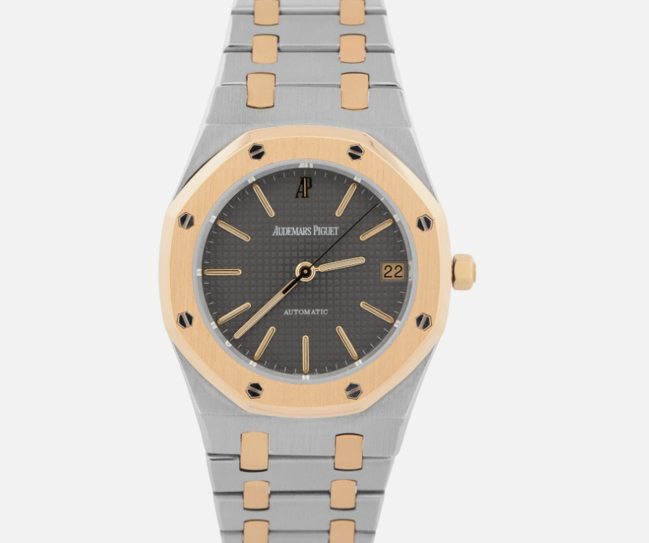 Audemars Piguet Royal Oak Gray 35mm Two-Tone 18K Gold Steel Watch 4100BA BOX
