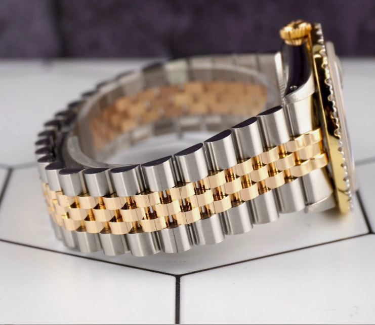 Rolex Datejust 36mm YG/Steel 2.25ct Diamonds Black Dial Hidden Clasp Watch