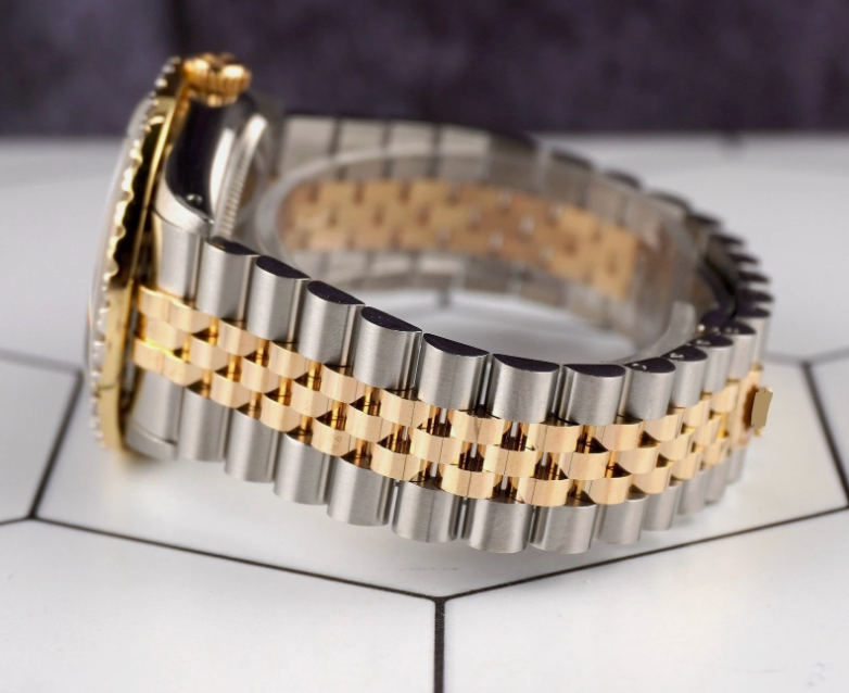 Rolex Datejust 36mm YG/Steel 2.25ct Diamonds Black Dial Hidden Clasp Watch