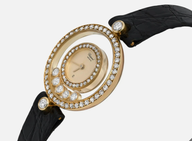 Chopard Happy Diamonds 18K Yellow Gold Champage Dial Quartz Watch 4066